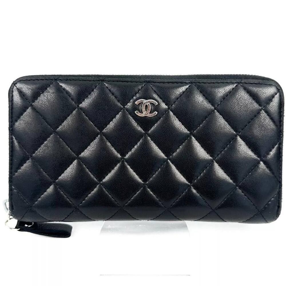 💎✨BEAUTIFUL✨💎Authentic CHANEL Matelasse Long Wallet Zip Around Black